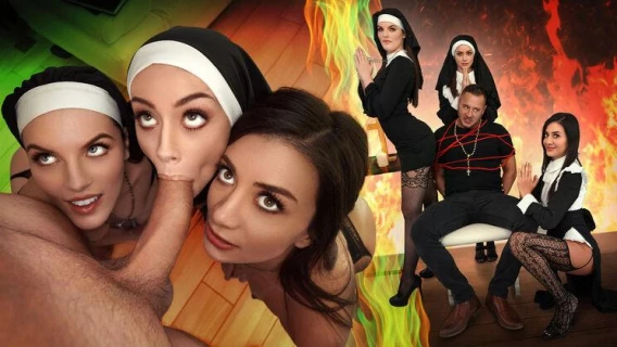 Team Skeet | Three Horny Nuns Fuck The Devil Out Of Him (Fiona Frost, Selena Love, Natalie Brooks)